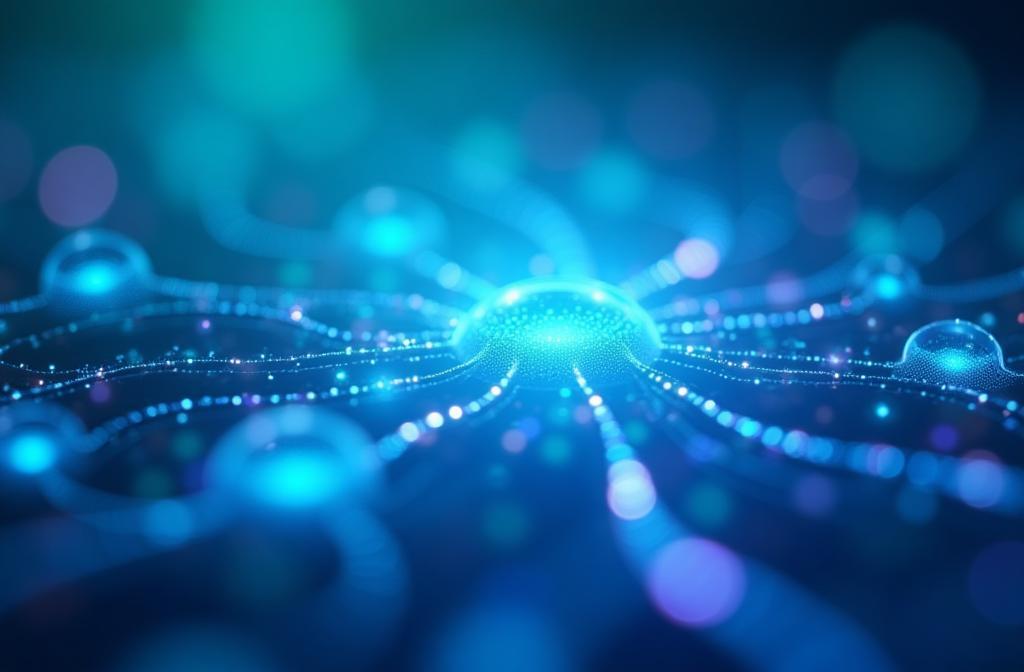 Abstract representation of swirling data streams and glowing nodes, symbolizing AI innovation.